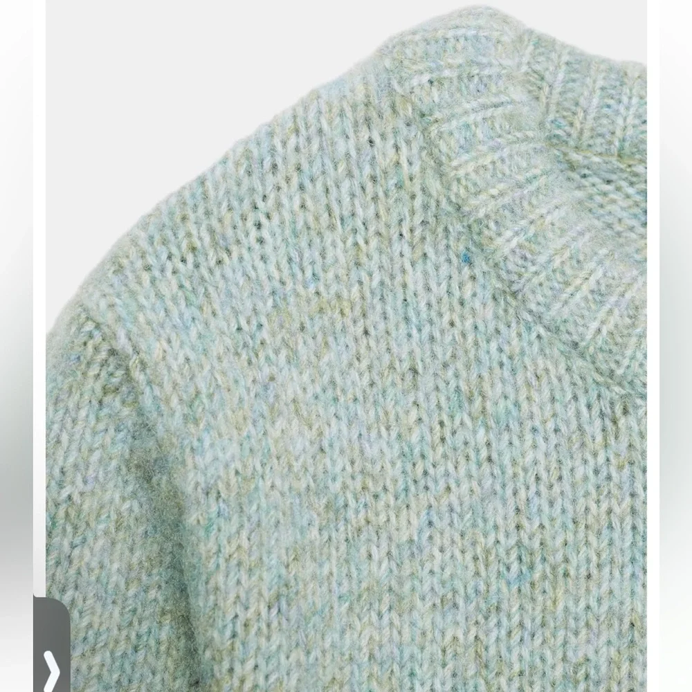Zara NWT light blue short sleeve knit sweater top - Picture 7 of 7